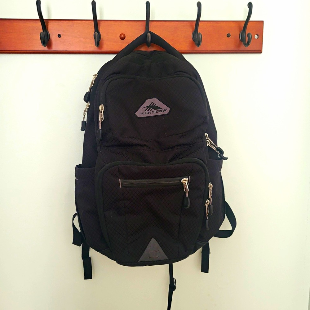 High Sierra Black Unisex School Gym Travel Backpack Multi Compartments
